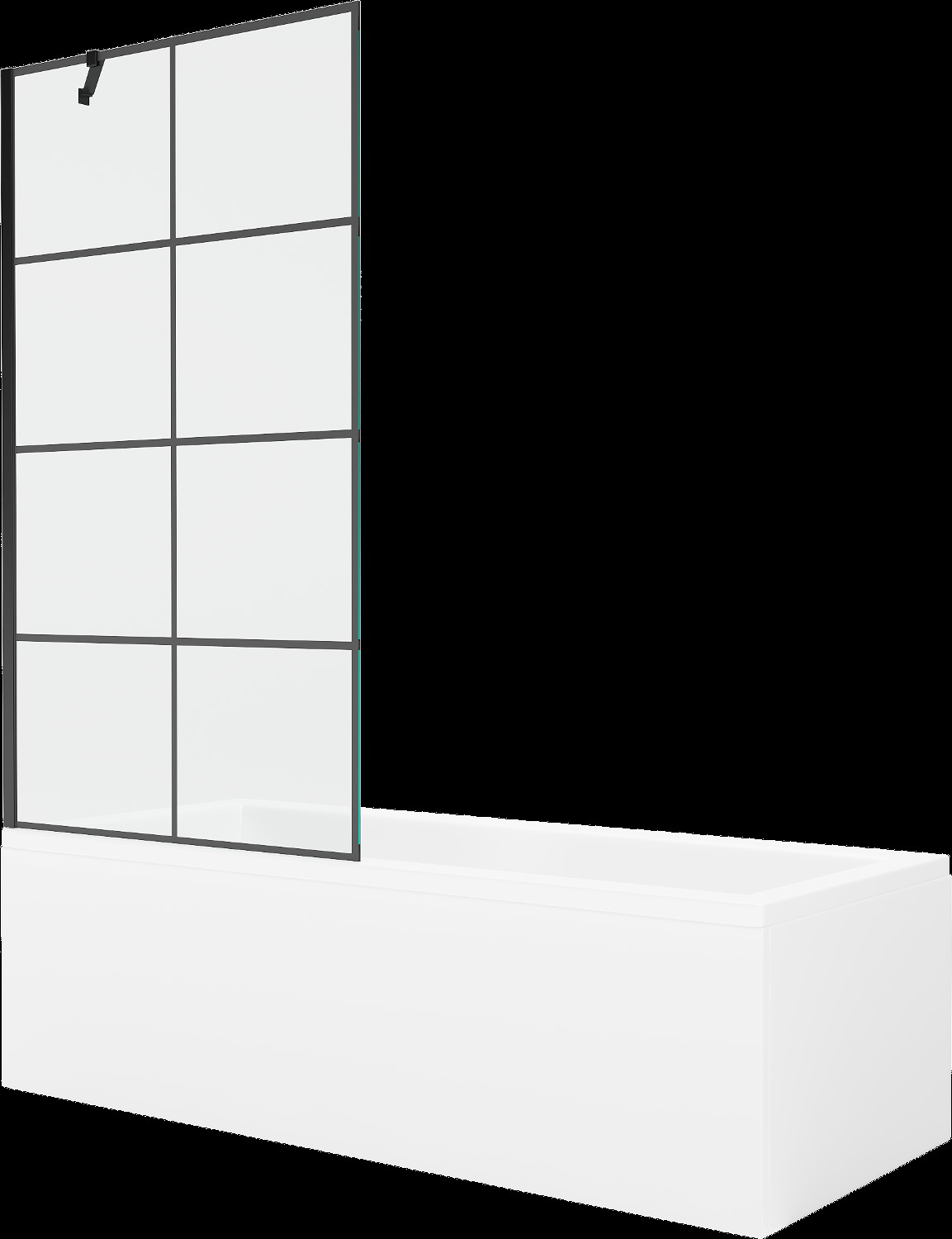 Mexen Cubik 150 x 70 cm téglalap alakú kád burkolattal és 1 szárnyas kádparavánnal 90 cm, Fekete minta - 550315070X9509007077