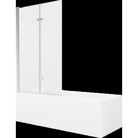 Mexen Cubik 150 x 70 cm téglalap alakú kád burkolattal és 2 szárnyas kádparavánnal 100 cm, Átlátszó, Króm - 550315070X9210020100