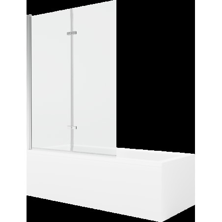 Mexen Cubik 150 x 70 cm téglalap alakú kád burkolattal és 2 szárnyas kádparavánnal 120 cm, Átlátszó, Króm - 550315070X9212020100