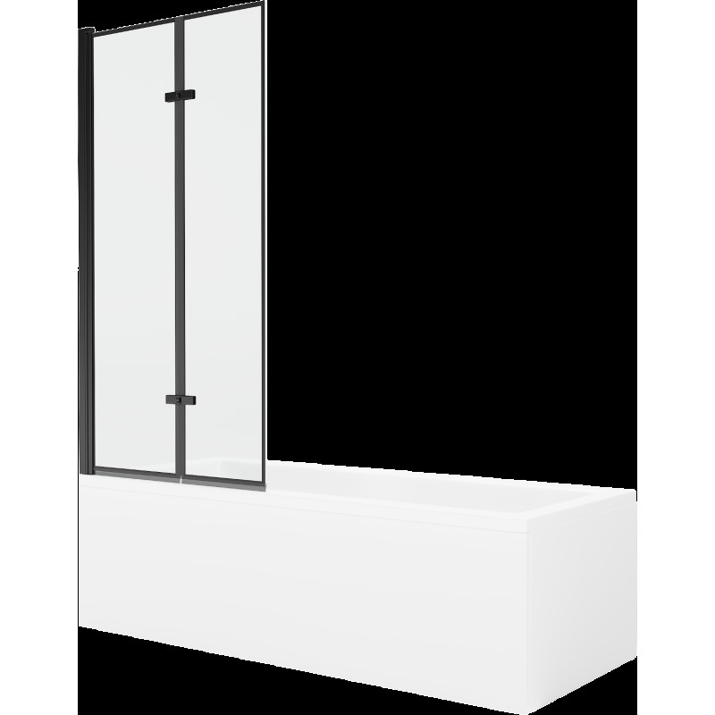 Mexen Cubik 160 x 70 cm téglalap alakú kád burkolattal és 2 szárnyas kádparavánnal 80 cm, Fekete minta - 550316070X9208027070