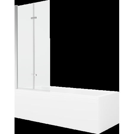 Mexen Cubik 170 x 70 cm téglalap alakú kád burkolattal és 2 szárnyas kádparavánnal 80 cm, Átlátszó, Króm - 550317070X9208020100