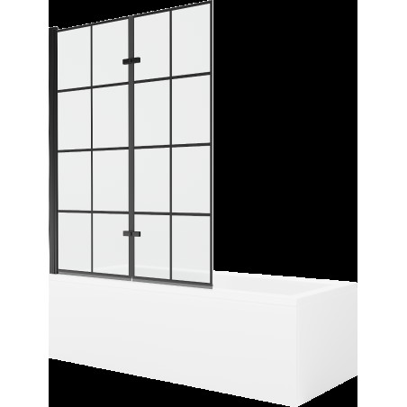 Mexen Cubik 170 x 70 cm téglalap alakú kád burkolattal és 2 szárnyas kádparavánnal 120 cm, Fekete minta - 550317070X9212027077