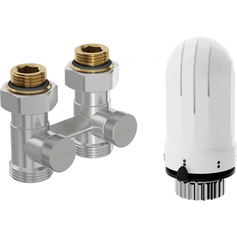 Mexen G03 termosztatikus kétcsöves készlet DN50, egyenes 1/2"x3/4", nikkel - W912-012-938-01