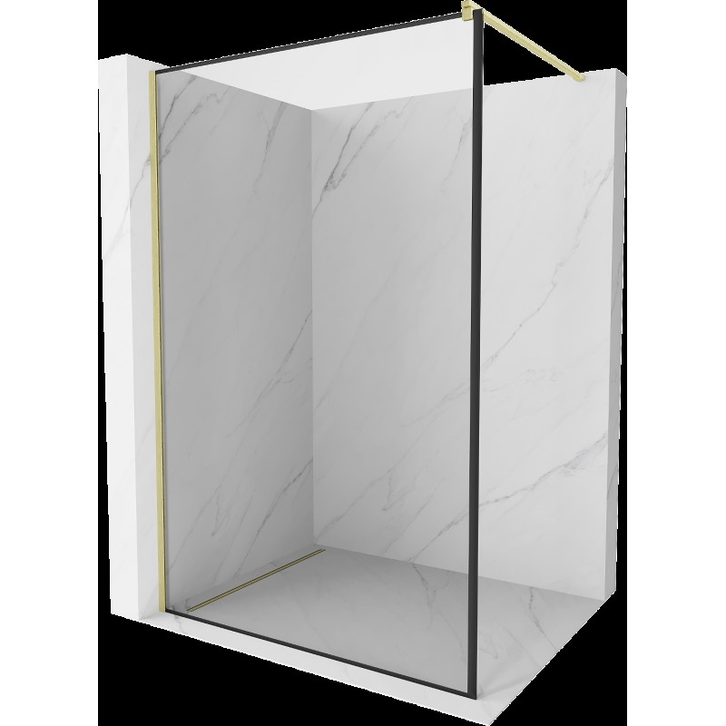 Mexen Kioto Walk-in zuhanyfal 100 x 200 cm, fekete mintás 8 mm, arany kefélt - 800-100-101-55-70