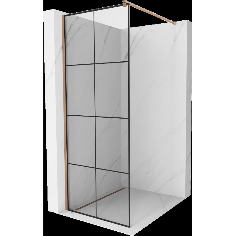 Mexen Kioto Walk-in zuhanyfal 80 x 200 cm, fekete minta 8 mm, csiszolt réz - 800-080-101-65-77