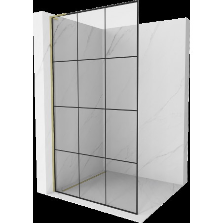 Mexen Kioto L Walk-in zuhanyfal 110 x 200 cm, fekete mintázat, arany