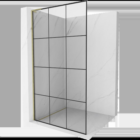 Mexen Kioto L Walk-in zuhanyfal 120 x 200 cm, fekete minta, arany - 800-120-103-50-77