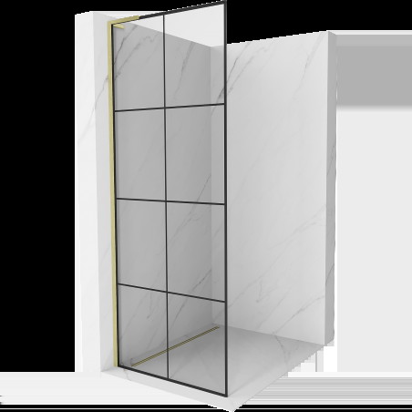 Mexen Kioto L Walk-in zuhanyfal 70 x 200 cm, fekete minta, arany kefélt - 800-070-103-55-77