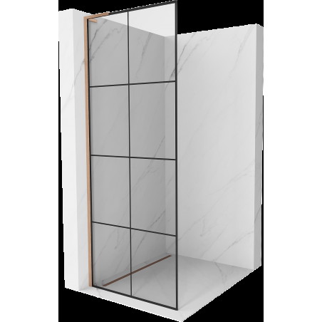 Mexen Kioto L zuhanyfal Walk-in 90 x 200 cm, fekete minta, kefélt réz - 800-090-103-65-77