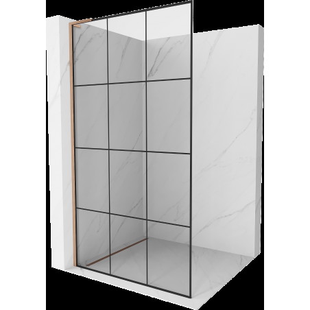 Mexen Kioto L walk-in zuhanyfal 110 x 200 cm, fekete minta, kefélt réz - 800-110-103-65-77