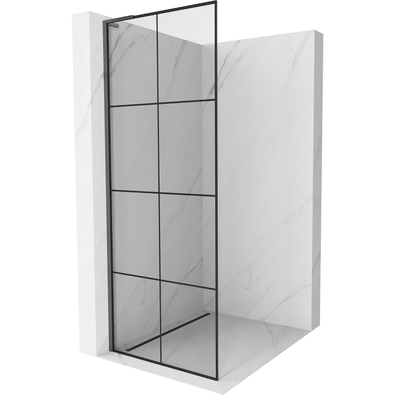 Mexen Kioto L Walk-in zuhanyfal 90 x 200 cm, fekete minta, gun gray csiszolt - 800-090-103-66-77