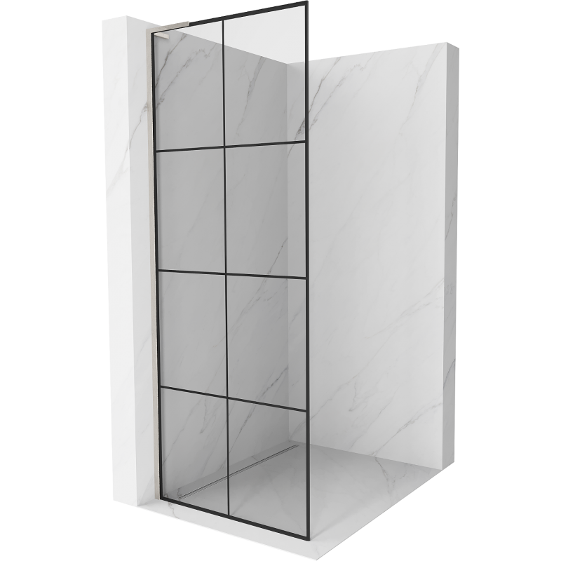 Mexen Kioto L Walk-in zuhanyfal 70 x 200 cm, fekete minta, csiszolt nikkel - 800-070-103-97-77