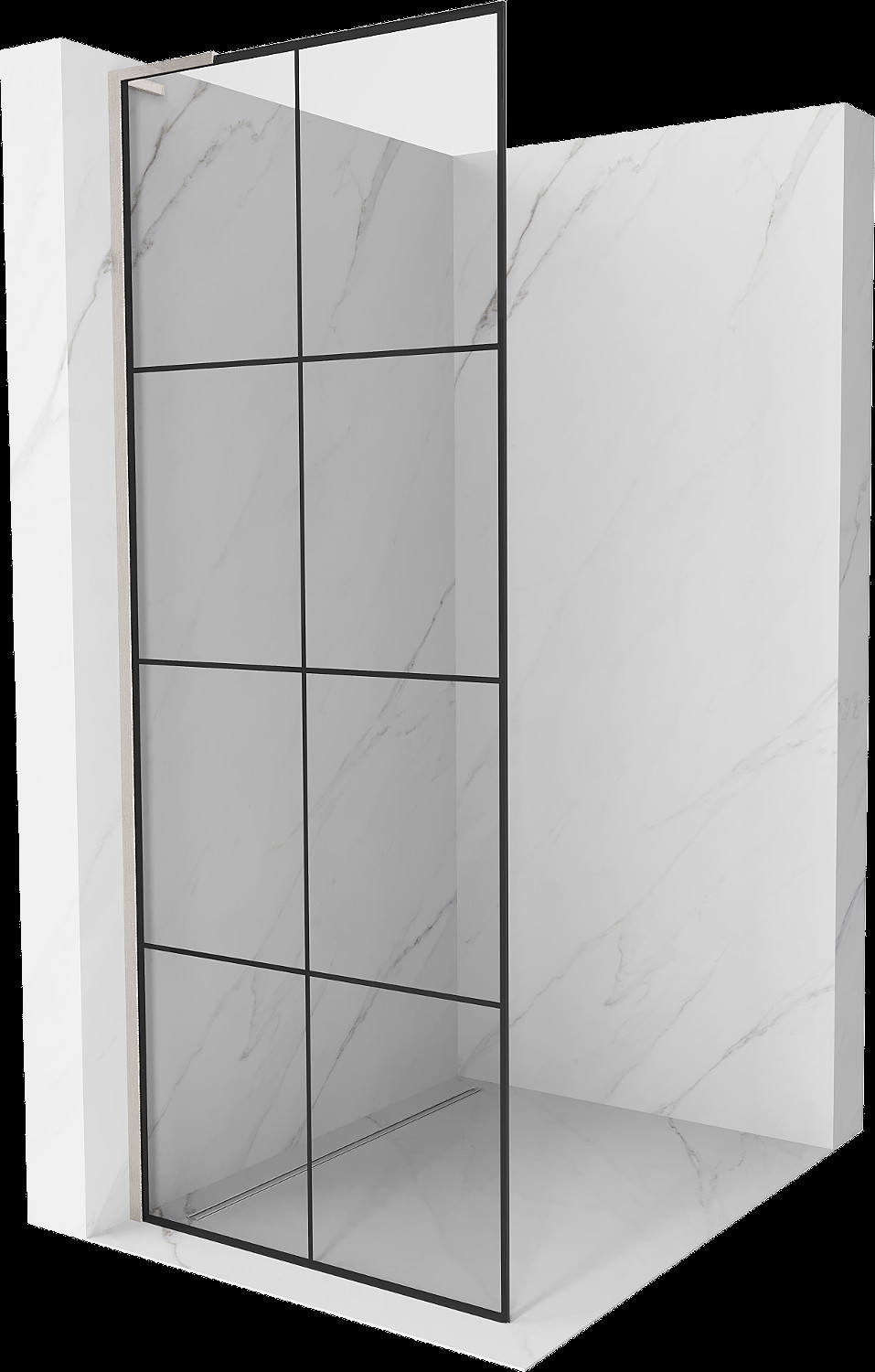 Mexen Kioto L Walk-in zuhanyfal 70 x 200 cm, fekete minta, csiszolt nikkel - 800-070-103-97-77