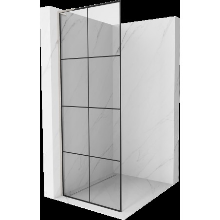 Mexen Kioto L zuhanyzófal Walk-in 80 x 200 cm, fekete minta, kefélt nikkel - 800-080-103-97-77