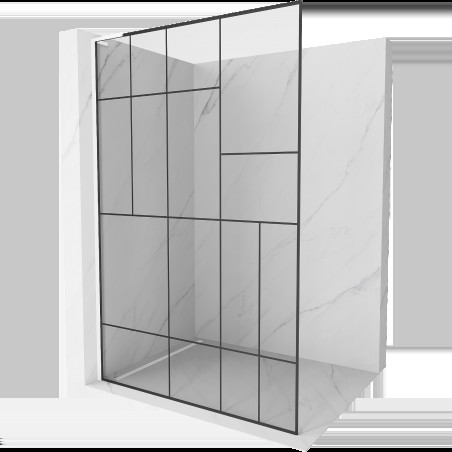 Mexen Kioto L Walk-in zuhanyfal 120 x 200 cm, fekete minta, fehér - 800-120-103-20-78