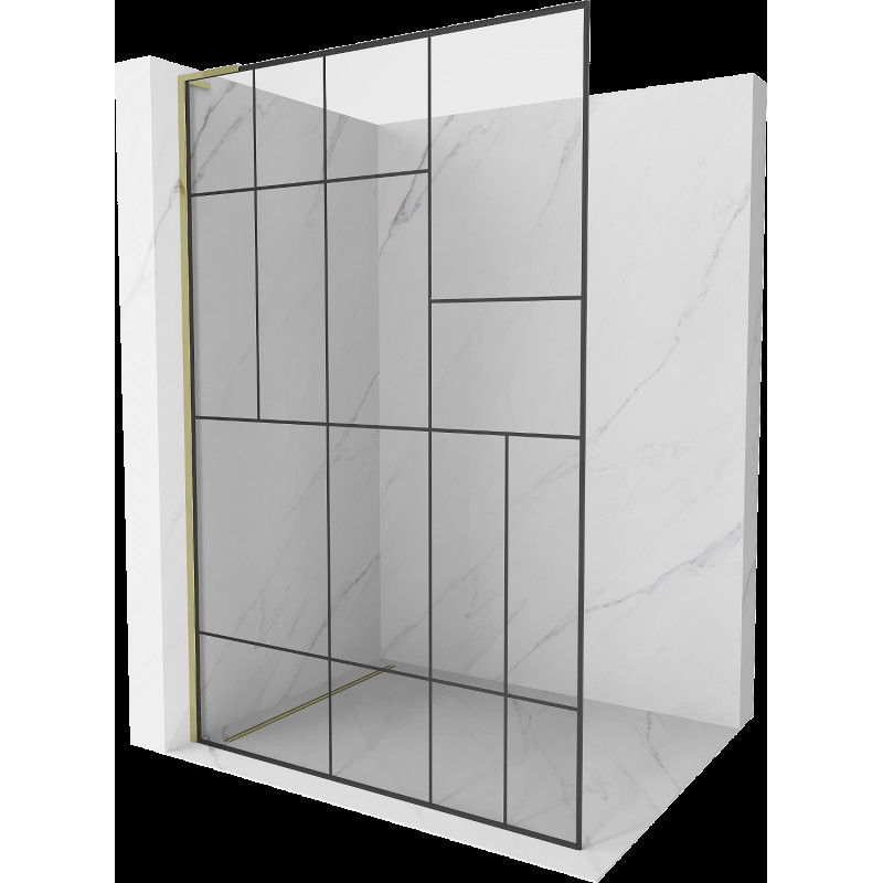 Mexen Kioto L Walk-in zuhanyfal 90 x 200 cm, fekete minta, arany - 800-090-103-50-78