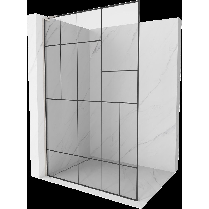 Mexen Kioto L Walk-in zuhanyfal 110 x 200 cm, fekete minta, kefélt nikkel - 800-110-103-97-78