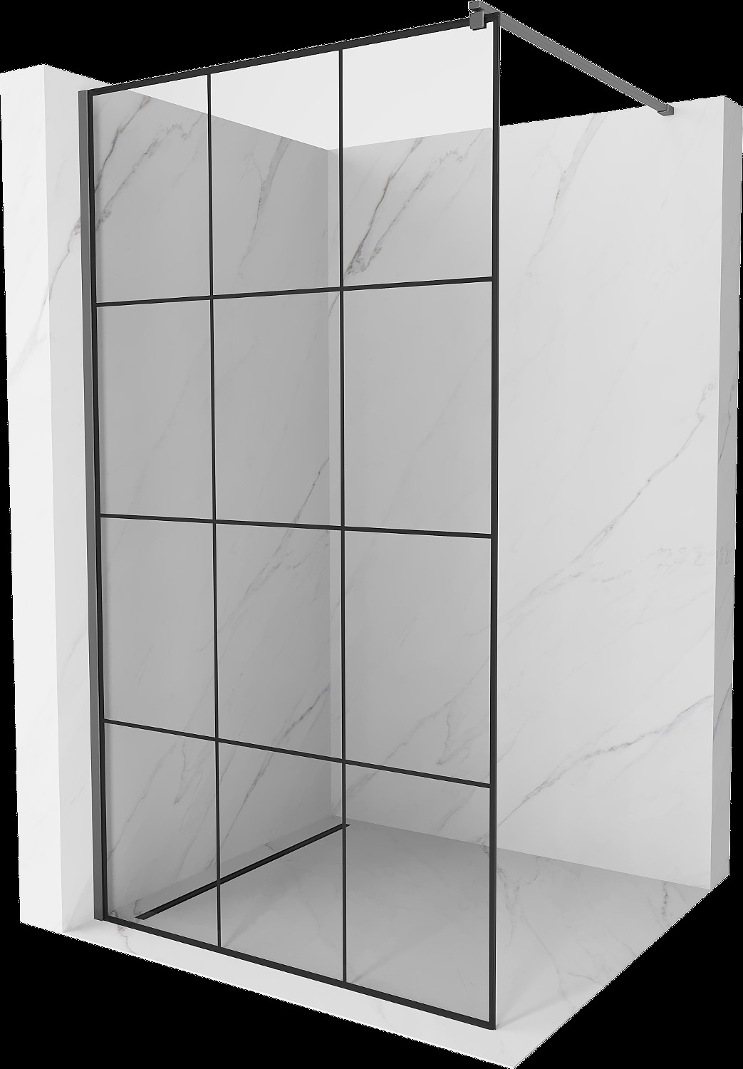 Mexen Kioto Walk-in zuhanyfal 110 x 200 cm, fekete minta 8 mm, gun metal - 800-110-101-95-77