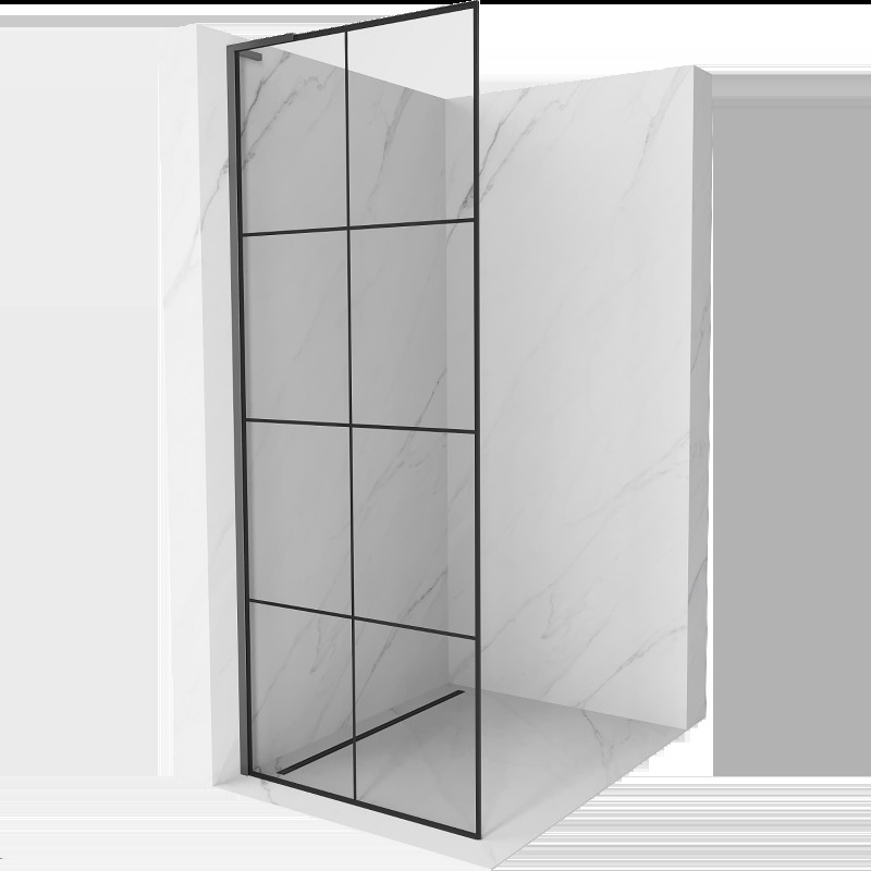 Mexen Kioto L Walk-in zuhanykabin 90 x 200 cm, fekete minta, gun metal - 800-090-103-95-77