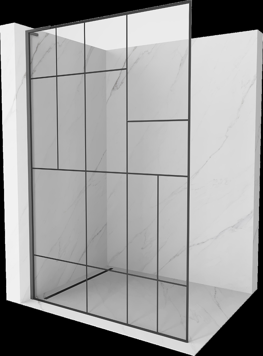 Mexen Kioto L Walk-in zuhanyfal 90 x 200 cm, fekete minta, gun metal - 800-090-103-95-78