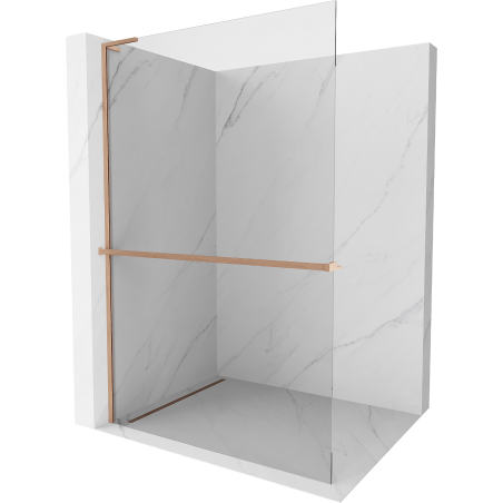 Mexen Kioto+ L zuhanyfal polccal Walk-in 100 x 200 cm, áttetsző, tiszta réz - 800-100-123-65-00