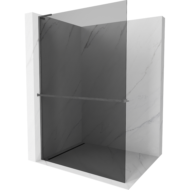 Mexen Kioto+ L Walk-in zuhanyfal polccal 110 x 200 cm, grafit, gun gray csiszolt - 800-110-123-66-40