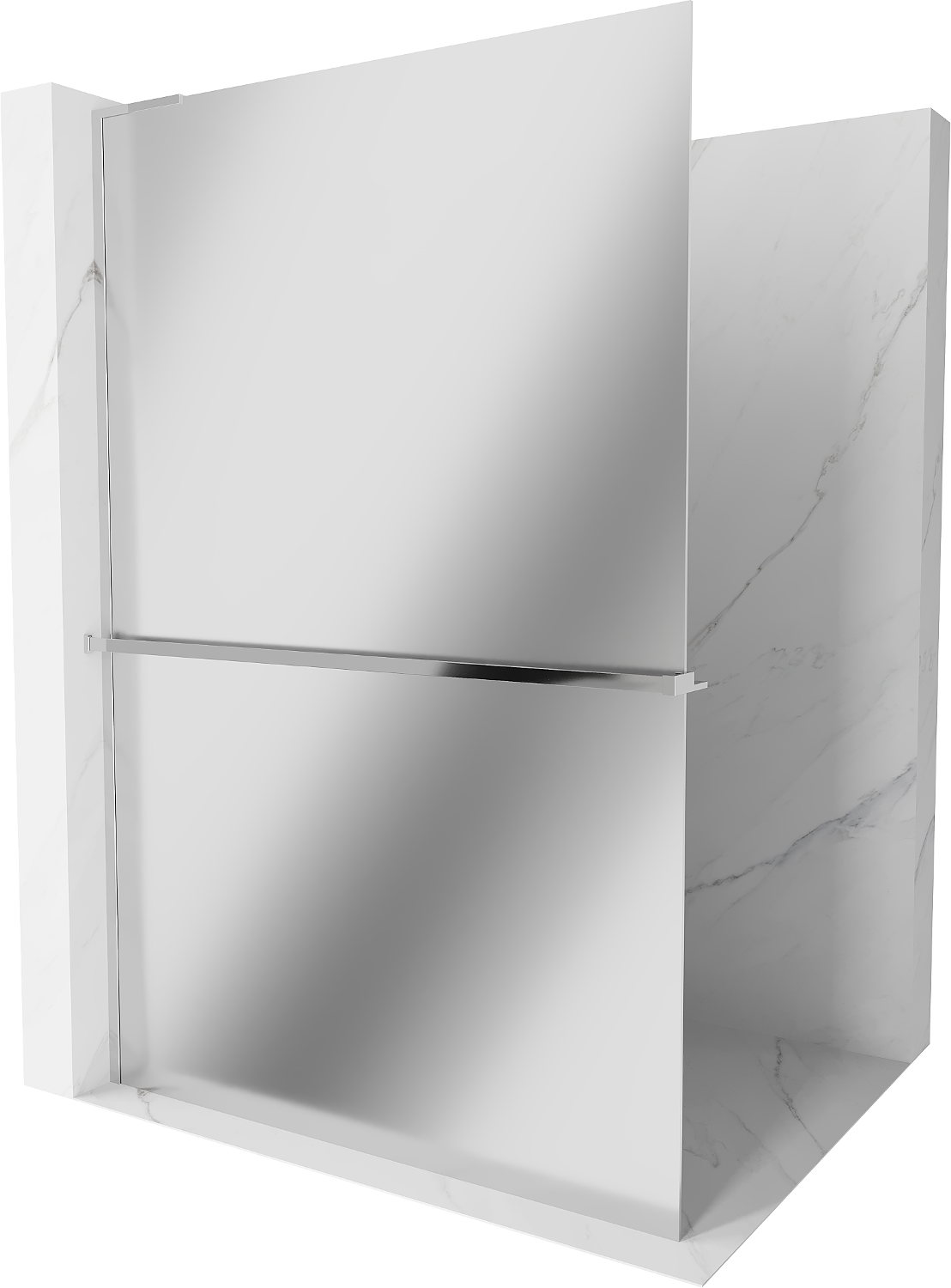 Mexen Kioto+ L zuhanyzófal polccal Walk-in 120 x 200 cm, tükör, króm - 800-120-123-01-50