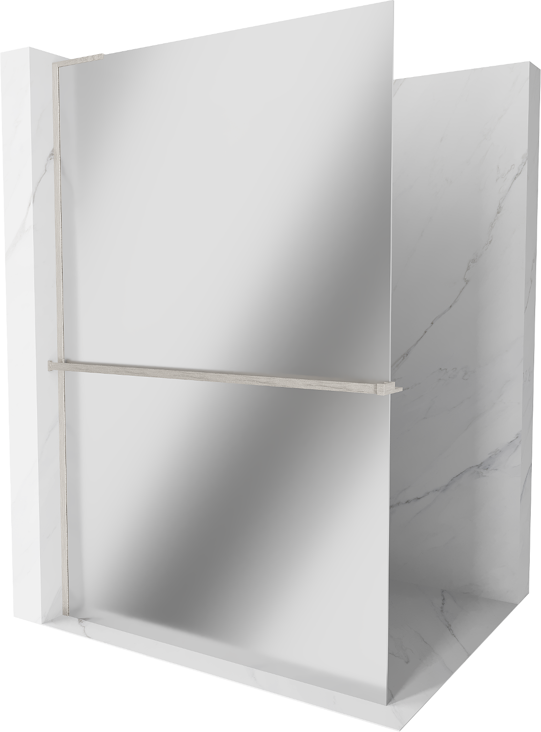 Mexen Kioto+ L zuhanyfal polccal Walk-in 100 x 200 cm, tükör, köszörült nikkel - 800-100-123-97-50