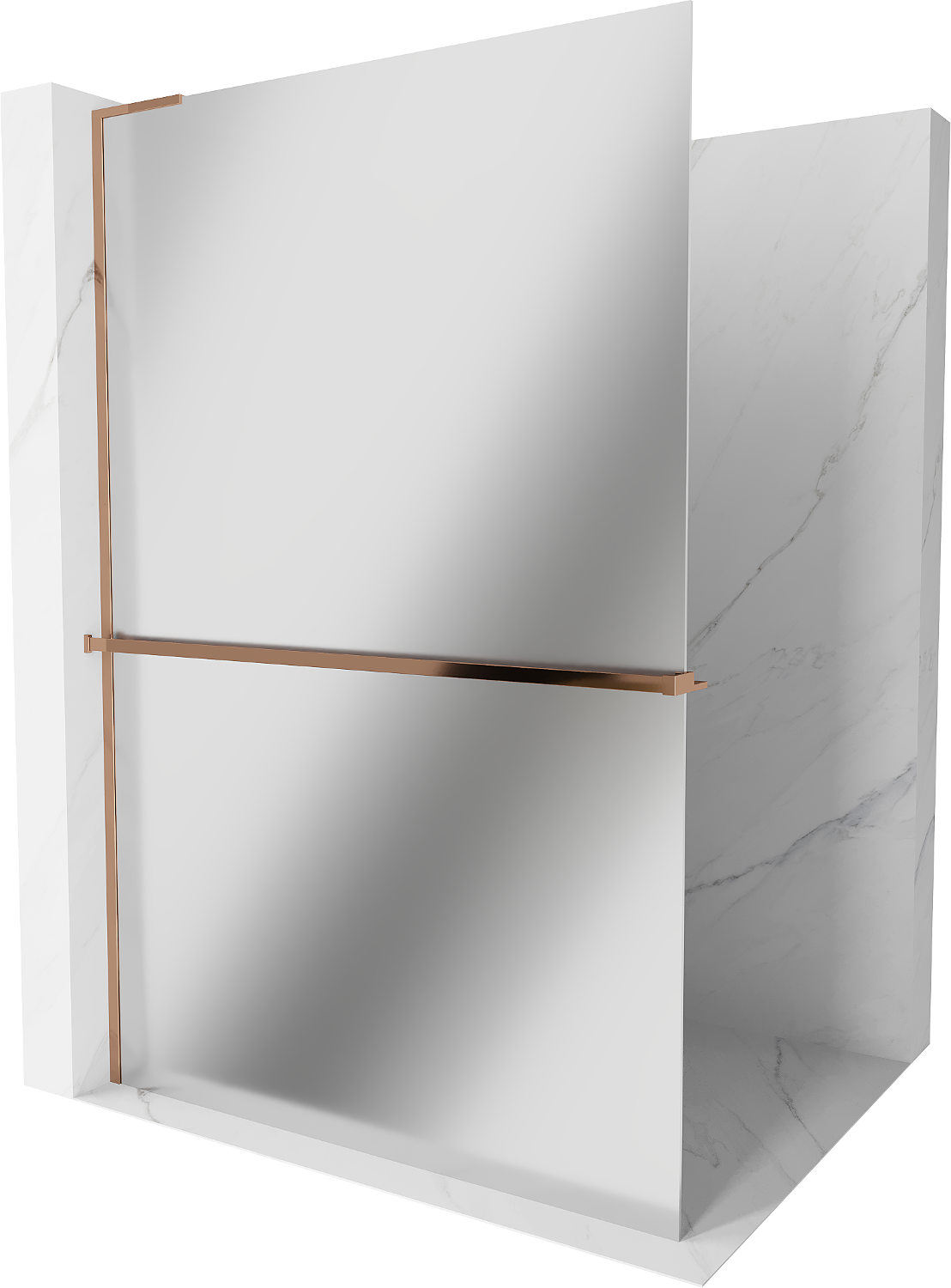 Mexen Kioto+ L zuhanykabin Walk-in polccal 110 x 200 cm, tükör, rózsaszín arany - 800-110-123-60-50