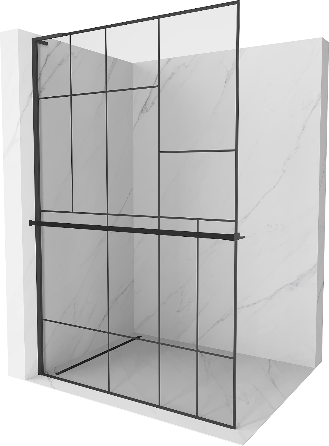 Mexen Kioto+ L zuhanyzófal polccal Walk-in 70 x 200 cm, fekete minta, fekete - 800-070-123-70-78