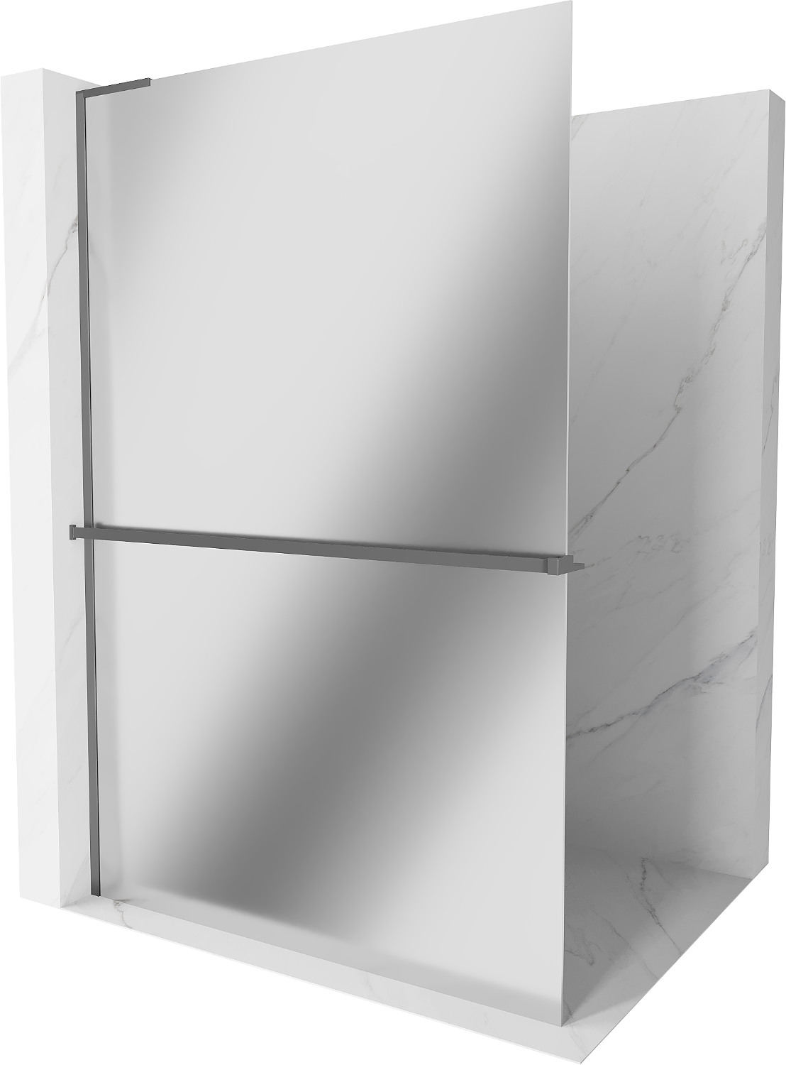 Mexen Kioto+ L zuhanyfal polccal Walk-in 110 x 200 cm, tükör, gun metal - 800-110-123-95-50