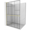 Mexen Kioto+ L Walk-in zuhanyfal 120 x 200 cm, fekete minta, arany kefélt - 800-120-123-55-78
