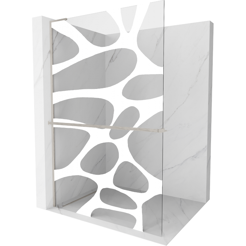 Mexen Kioto+ L zuhanyfal Walk-in polccal 110 x 200 cm, fehér minta, szemcsés nikkel - 800-110-123-97-97