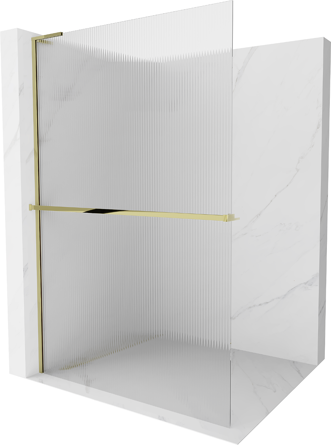 Mexen Kioto+ L Walk-in zuhanyzófal polccal 80 x 200 cm, átlátszó, arany - 800-080-123-50-09