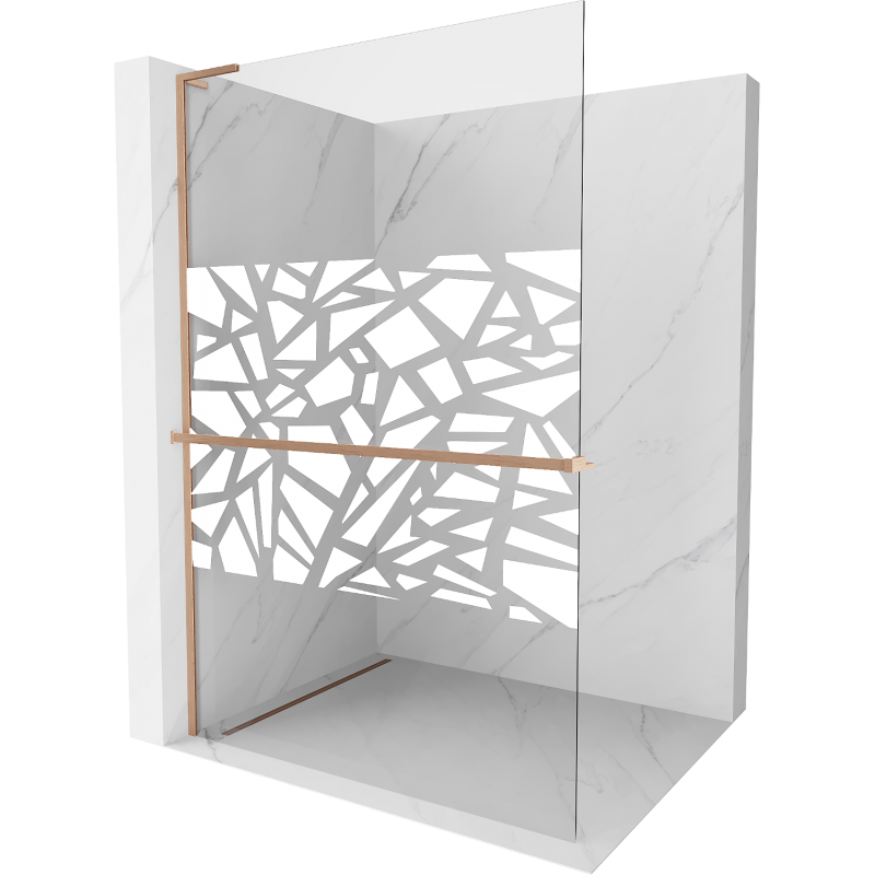 Mexen Kioto+ L zuhanyfal Walk-in polccal 90 x 200 cm, fehér minta, sodrony dörzsölt - 800-090-123-65-85