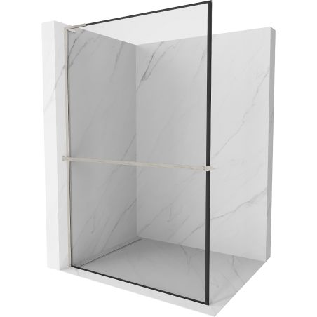Mexen Kioto+ L Walk-in zuhanyfal polccal 100 x 200 cm, fekete minta, kefélt nikkel - 800-100-123-97-70
