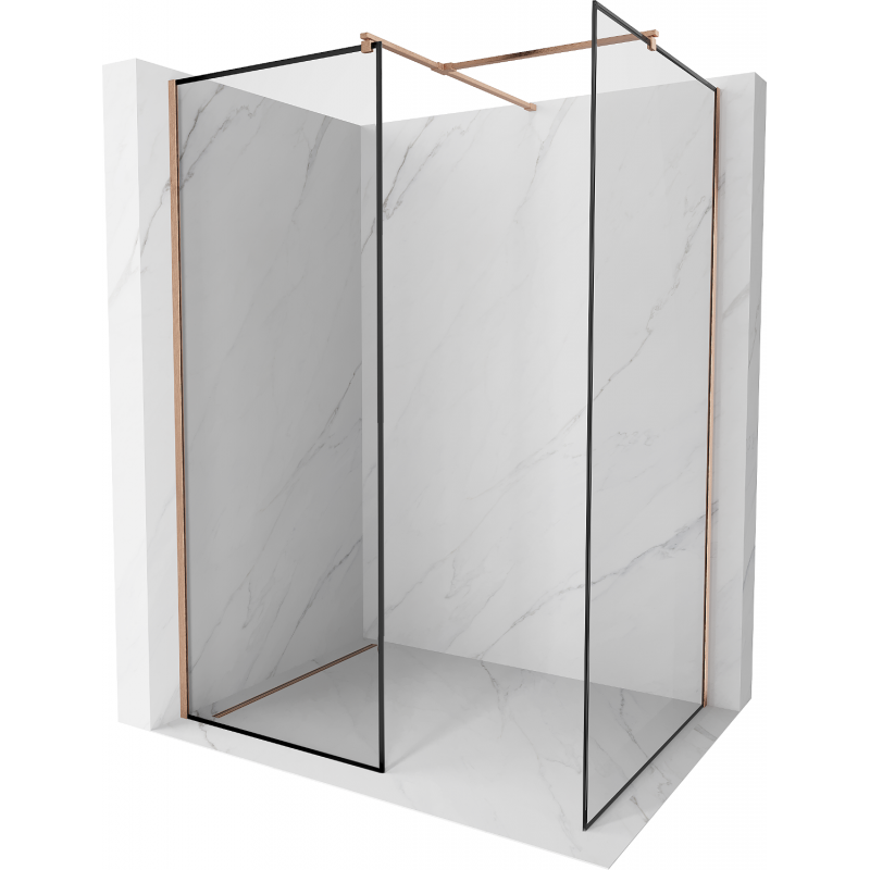 Mexen Kioto Walk-in zuhanyfal 80 x 80 cm, fekete minta, csiszolt réz - 800-080-202-65-70-080