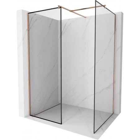 Mexen Kioto Walk-in zuhanyfal 80 x 80 cm, fekete minta, csiszolt réz - 800-080-202-65-70-080