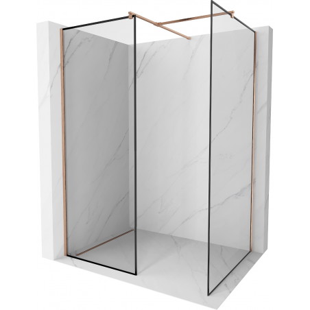 Mexen Kioto Walk-in zuhanyfal 90 x 80 cm, fekete minta, kefélt réz - 800-090-202-65-70-080