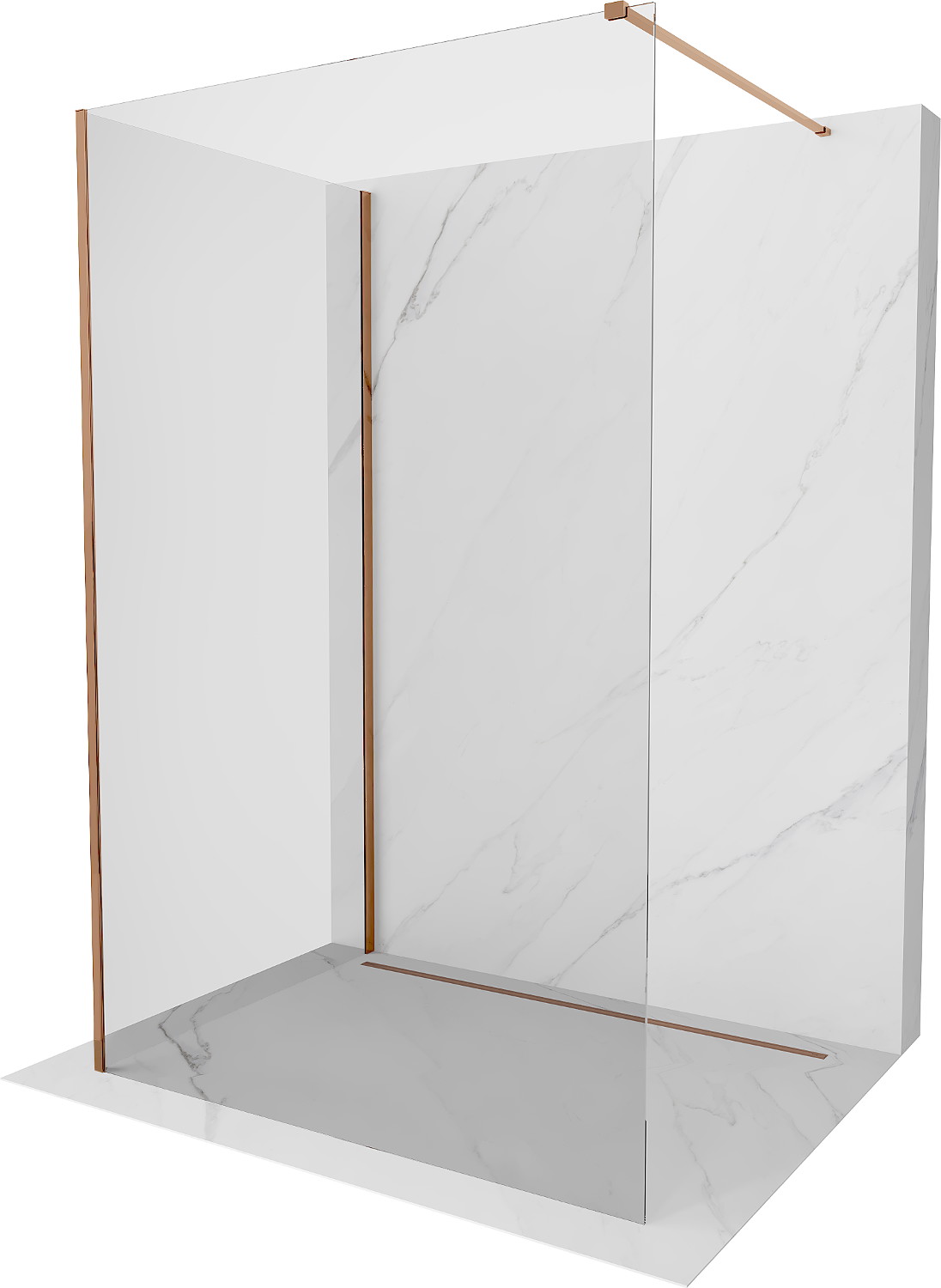 Mexen Kioto Walk-in zuhanyfal 125 x 80 cm, áttransparent, rózsaszín arany - 800-125-212-60-00-080