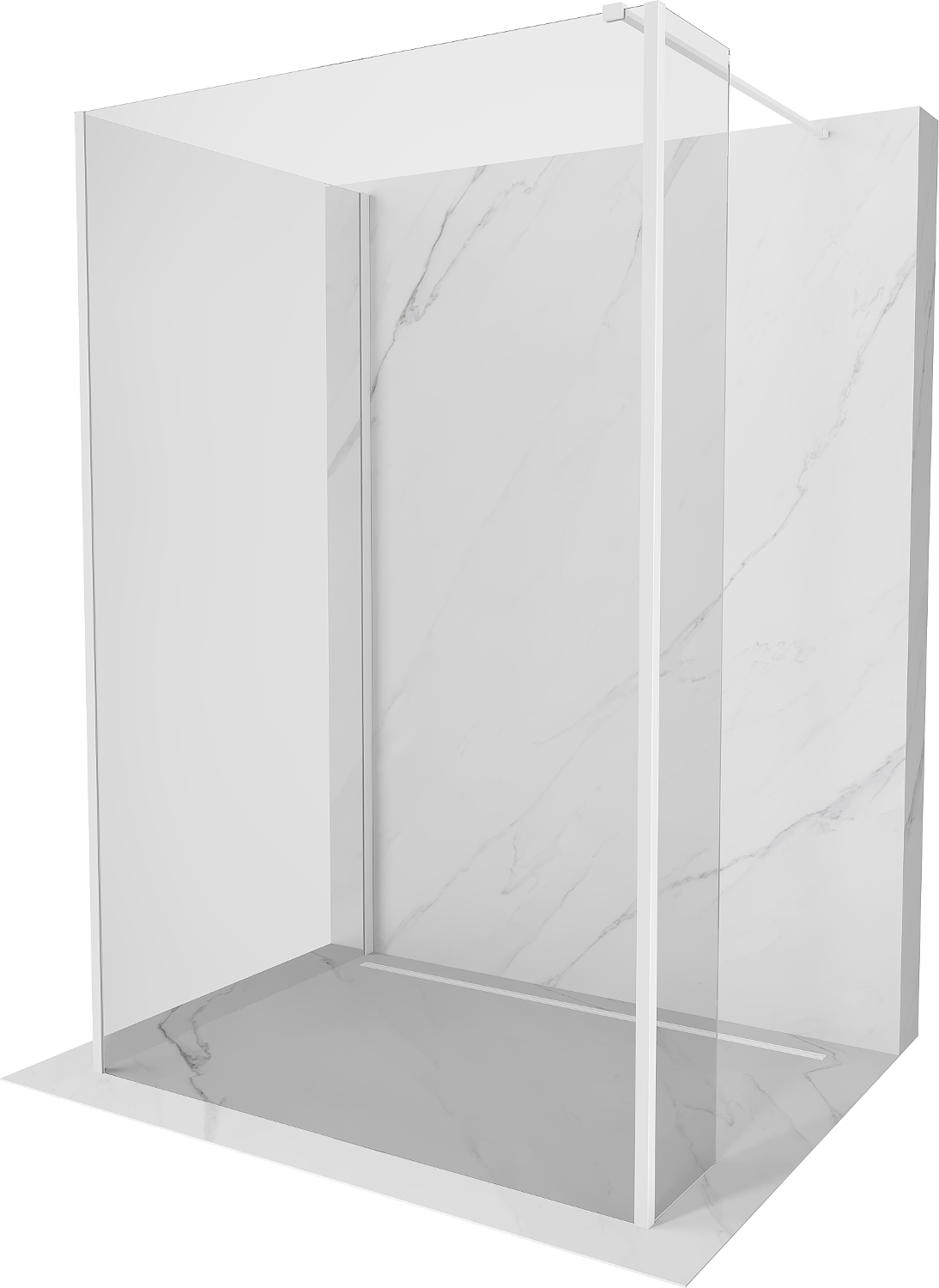 Mexen Kioto Walk-in zuhanyfal 125 x 70 x 30 cm, átlátszó, fehér - 800-125-070-221-20-00-030