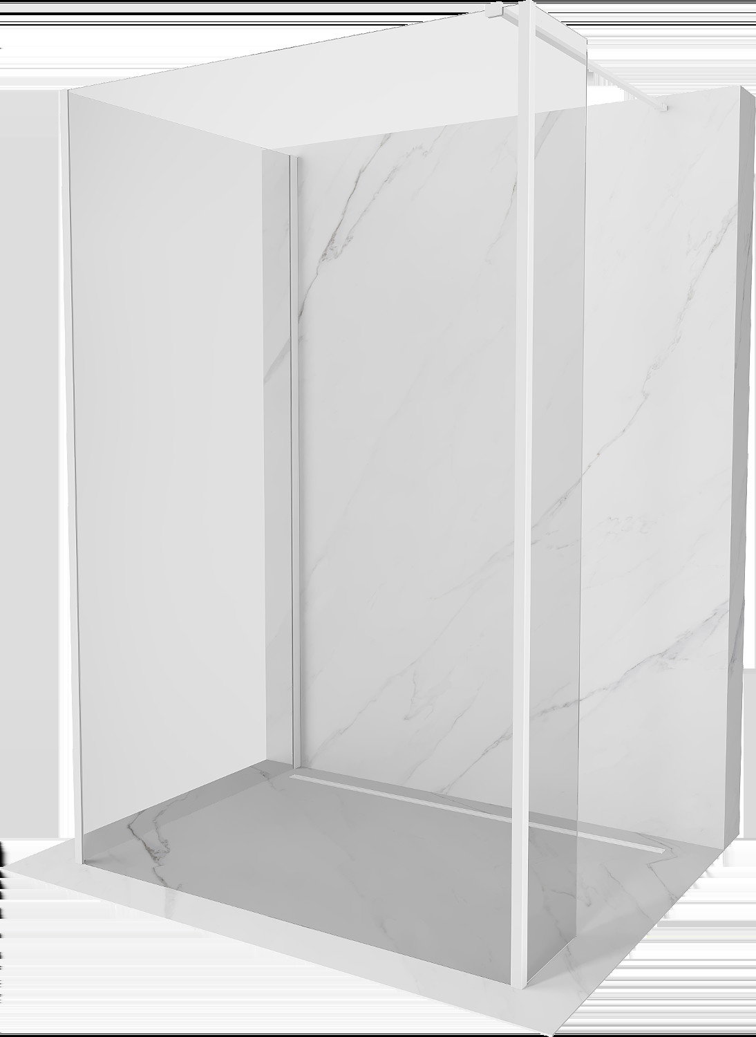 Mexen Kioto Walk-in zuhanyfal 120 x 80 x 30 cm, átlátszó, fehér - 800-120-080-221-20-00-030