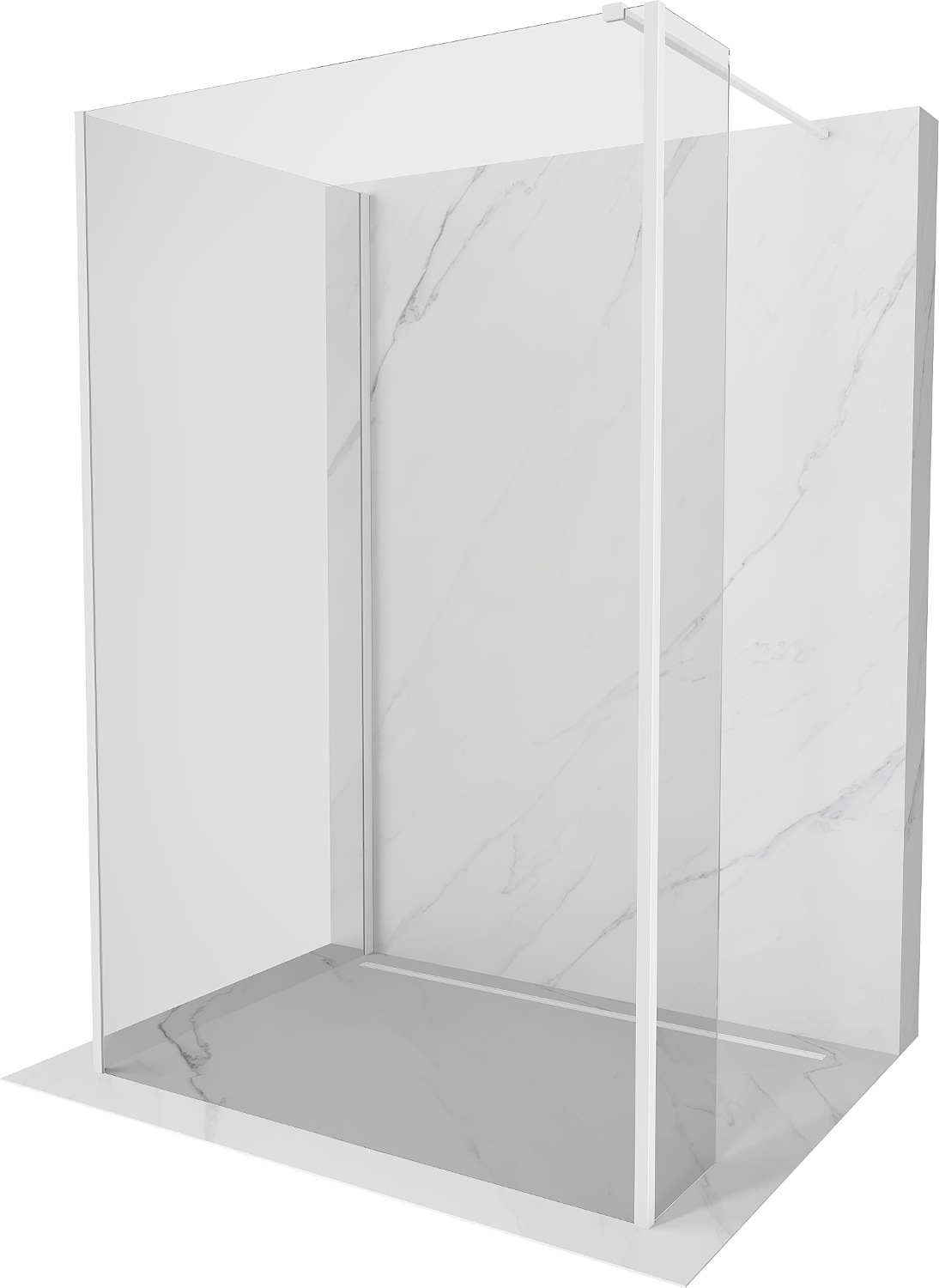 Mexen Kioto Walk-in zuhanyfal 125 x 110 x 30 cm, átlátszó, fehér - 800-125-110-221-20-00-030