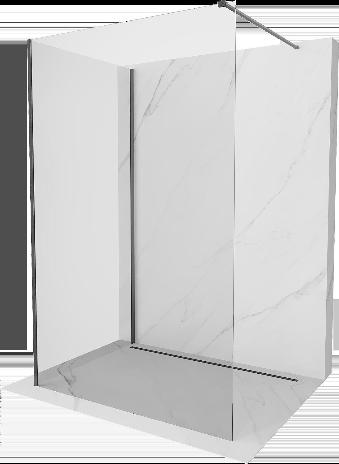 Mexen Kioto Walk-in zuhanyfal 130 x 70 cm, átlátszó, gun gray kefélt - 800-130-212-66-00-070