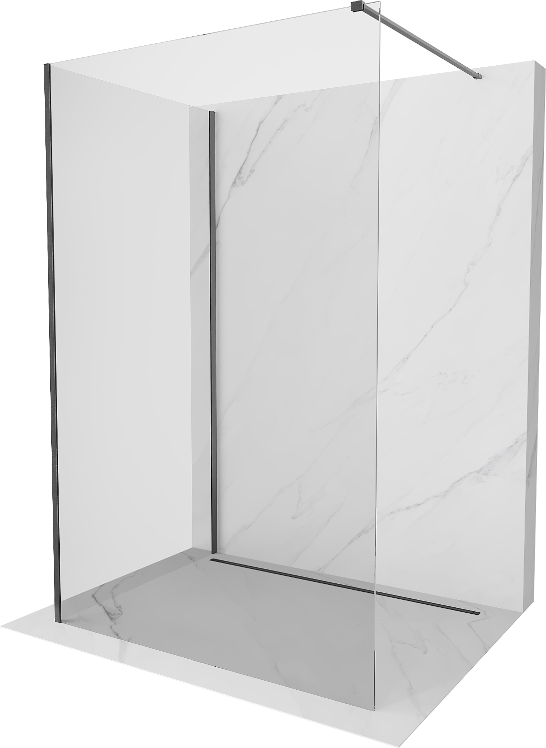 Mexen Kioto Walk-in zuhanyfal 130 x 90 cm, átlátszó, gun gray kefélt - 800-130-212-66-00-090