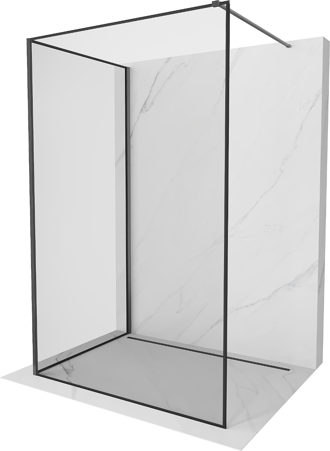 Mexen Kioto Walk-in zuhanyfal 90 x 80 cm, fekete minta, gun gray kefélt - 800-090-212-66-70-080