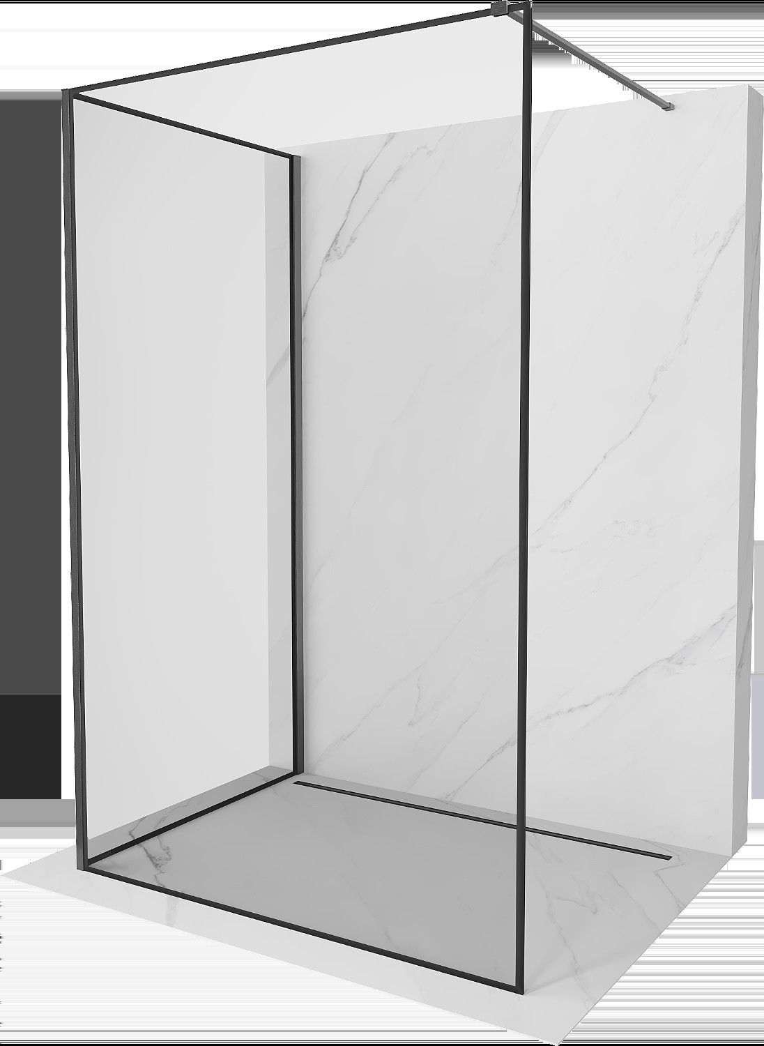 Mexen Kioto Walk-in zuhanyfal 140 x 80 cm, fekete minta, gun gray csiszolt - 800-140-212-66-70-080