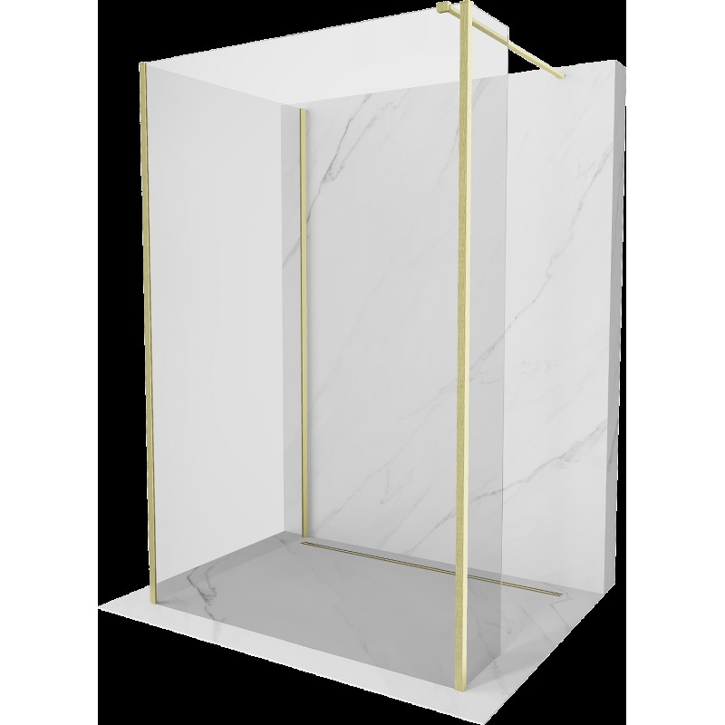 Mexen Kioto Walk-in zuhanyfal 125 x 80 x 30 cm, áttetsző, arany kefélt - 800-125-080-221-55-00-030