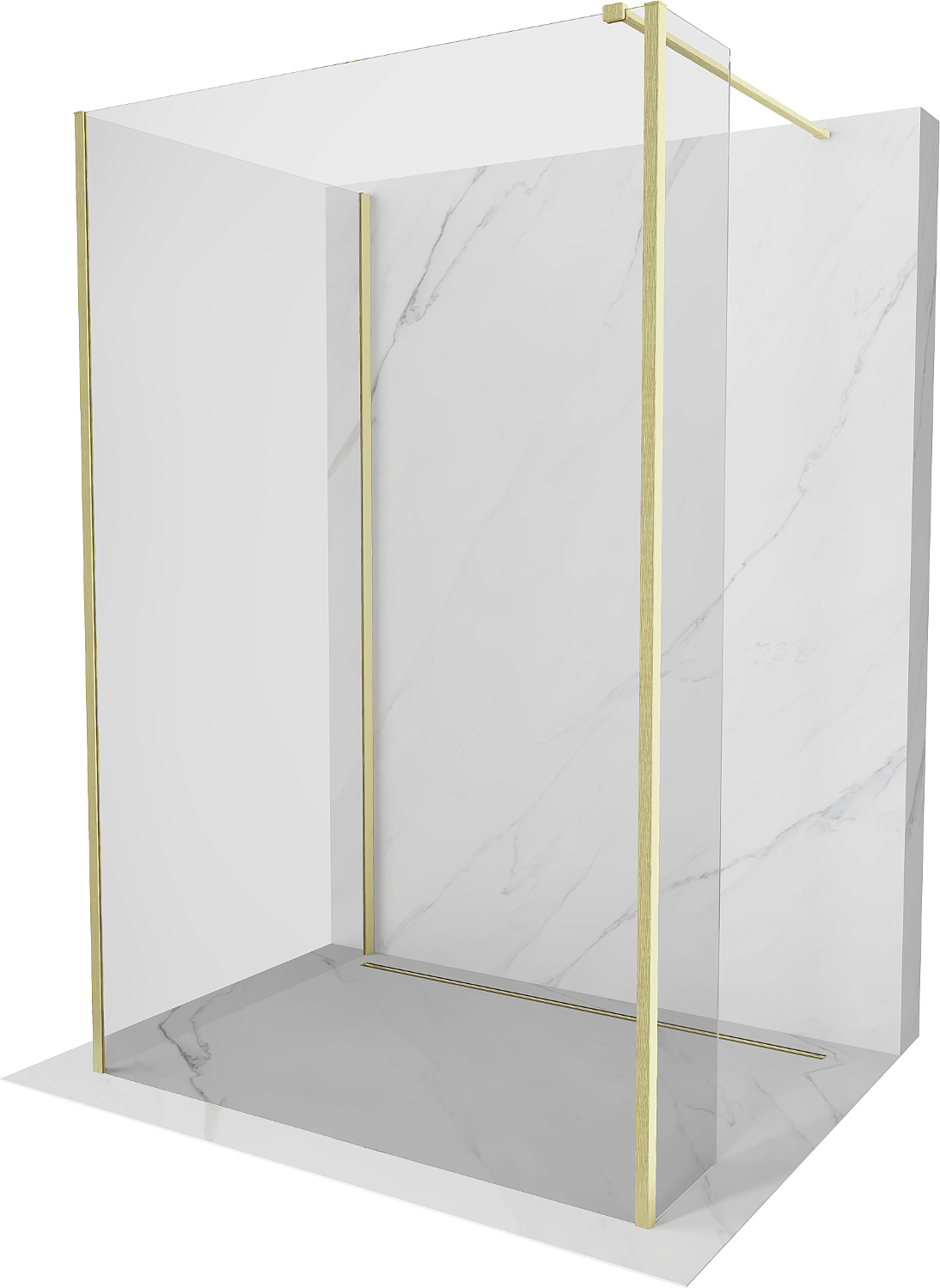 Mexen Kioto Walk-in zuhanyfal 110 x 90 x 30 cm, átlátszó, arany matt - 800-110-090-221-55-00-030