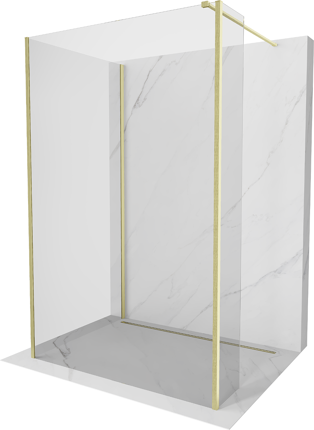 Mexen Kioto walk-in zuhanyfal 130 x 85 x 40 cm, átlátszó, arany kefélt - 800-130-085-221-55-00-040